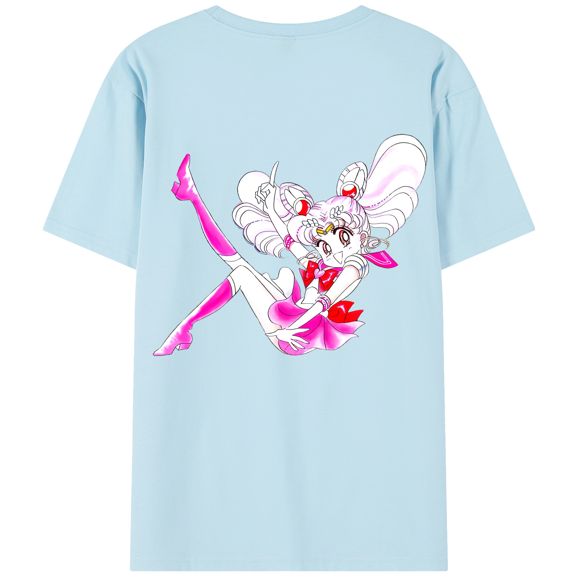 （画像用） 美少女戦士セーラームーン ちびうさ Sailor Moon Chibiusa Tsukino Usagi Small Lady Serenity 綿100％半袖Tシャツ（背面プリント）